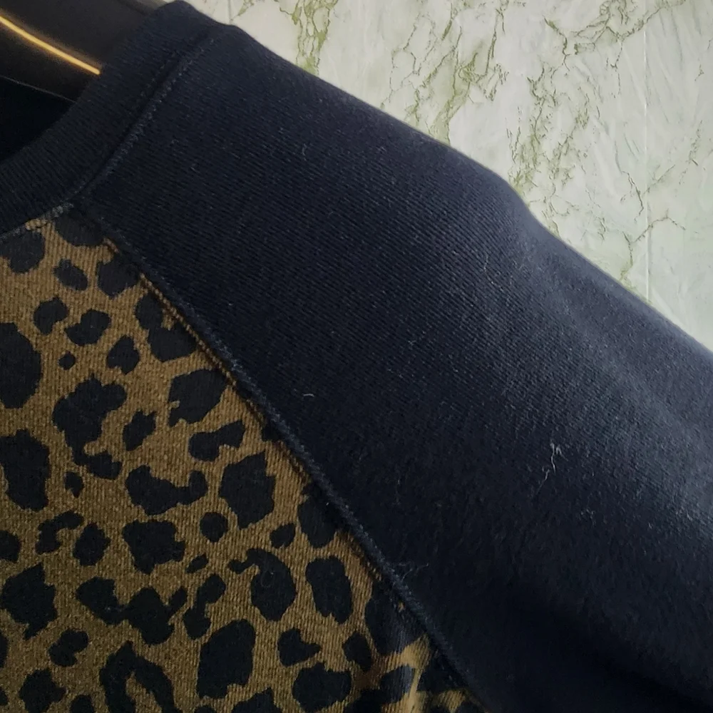 Eddie Bauer Leopard Print Front Sweatshirt Top